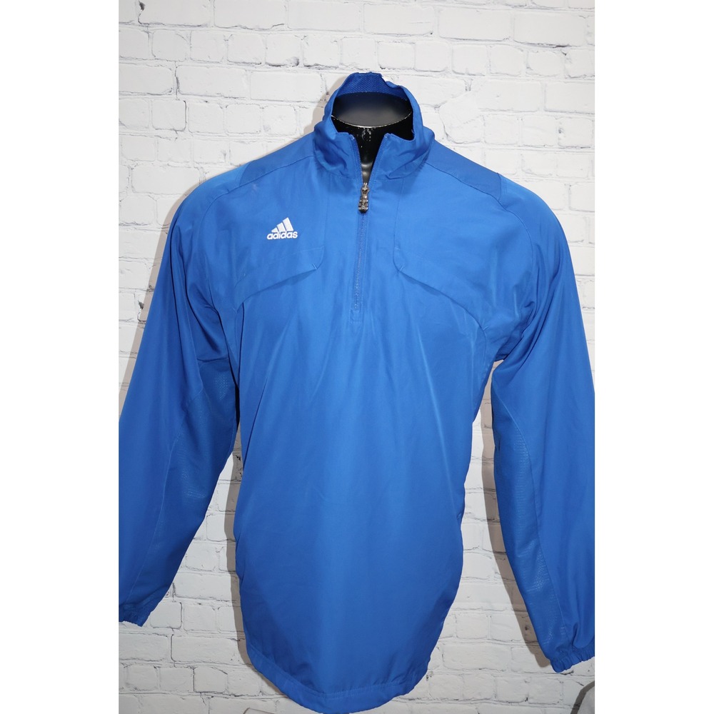 Adidas Windbreaker Pullover Mens XL Blue 1/4 Zip Athletic Jacket Year 2009